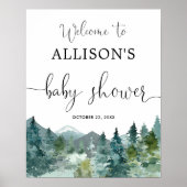 Poster Signe de bienvenue du baby shower forestier des mo (Devant)