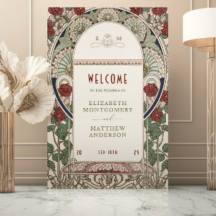 Poster Signe de bienvenue en or de Bourgogne Art nouveau