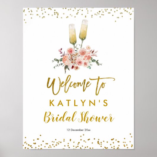 Poster Signe de bienvenue en or romantique pour Cheers to (Devant)