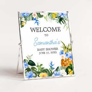 Poster Signe de bienvenue pour Baby Shower Aloha Ananas