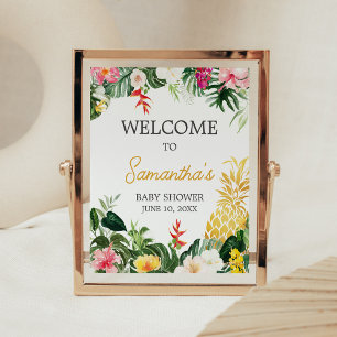 Poster Signe de bienvenue pour Baby Shower Aloha Bébé Pin
