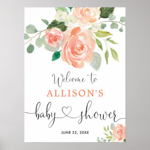 Poster Signe de bienvenue pour baby shower avec feuillage