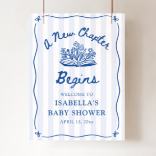 Poster Signe de bienvenue pour Baby Shower Bleu Un Nouvea