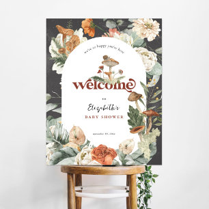 Poster Signe de bienvenue pour Baby Shower Champignon F