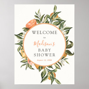 Poster Signe de bienvenue pour Baby Shower Citrus Main Sq