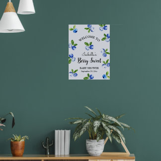 Poster Signe de bienvenue pour Baby Shower Garçon Bleuet 
