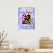 Poster Signe de bienvenue pour Bat Mitzvah bleu et or (Cuisine)