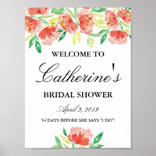 Poster Signe de bienvenue pour la douche de mariée avec f