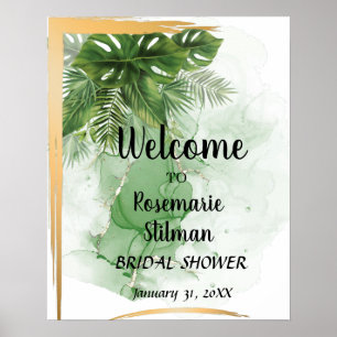Poster Signe de bienvenue pour la fête de mariage tropica