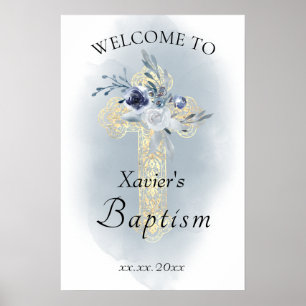 Poster Signe de bienvenue pour le baptême de bébé Sainte 