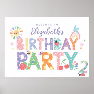 Poster Signe de bienvenue pour les 2 ans de Filles Fleur