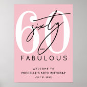 Poster Signe de bienvenue pour les 60 ans rose (Devant)