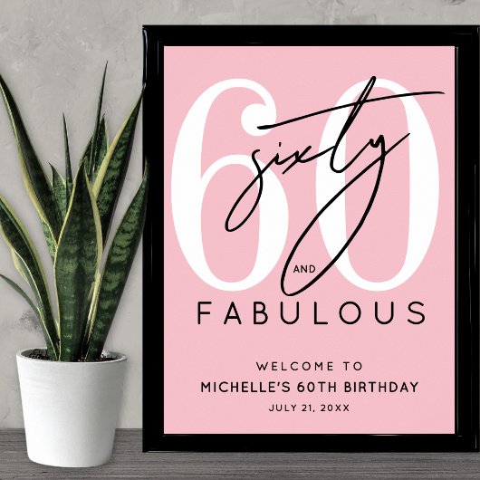 Poster Signe de bienvenue pour les 60 ans rose