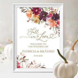 Poster Signe de bienvenue pour un mariage floral à thème
