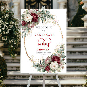 Poster Signe de bienvenue pour une baby shower Burgundy G