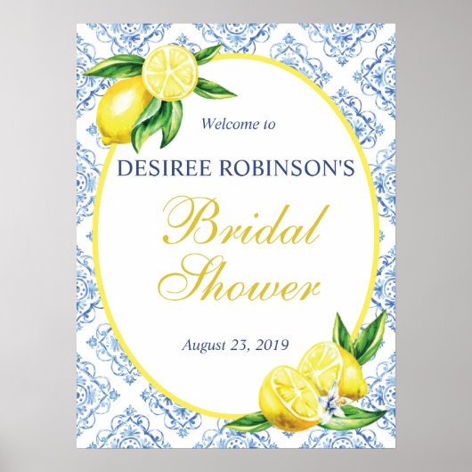 Poster Signe de bienvenue pour une fête de mariage Lemon  (Devant)