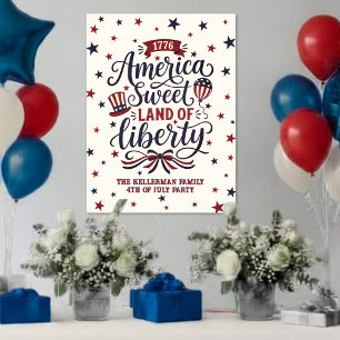 Poster Signe de bienvenue pour une fête rustique du 4 jui