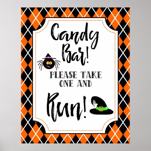 Poster signe de bonbons de fête halloween attraper et exé (Devant)