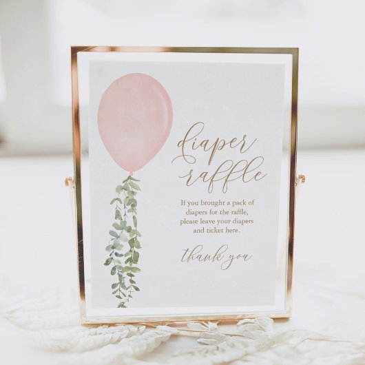 Poster Signe de caleçon Baby shower de fille à ballons ro