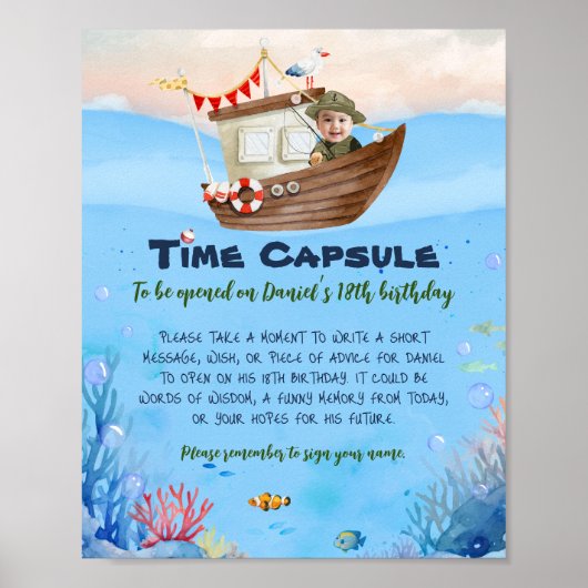 Poster Signe de capsule temporelle d'anniversaire de pêch (Devant)