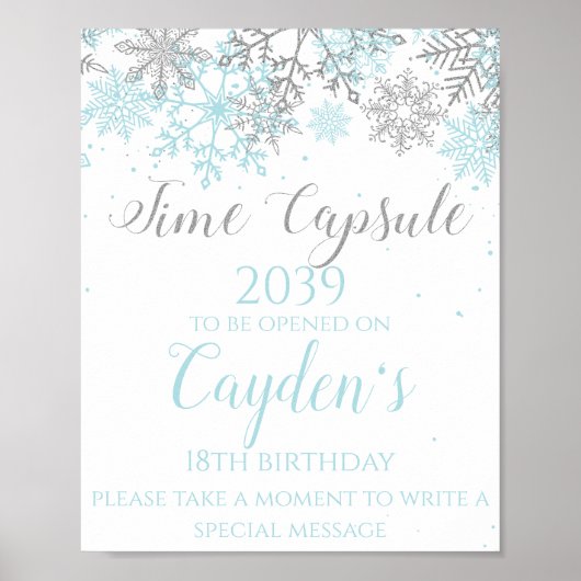 Poster Signe de capsule temporelle Winter ONEderland bleu (Devant)
