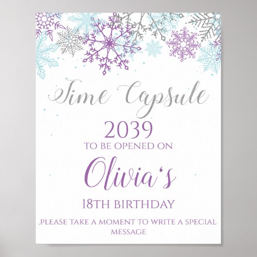 Poster Signe de capsule temporelle Winter ONEderland viol (Devant)