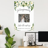 Poster Signe de célébration de vie florale blanche, signe (Bureau à domicile)