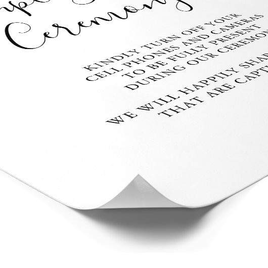 Poster Signe de cérémonie débranché de Boho Rustique (Coin)