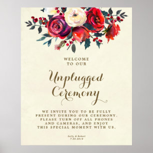 Poster signe de cérémonie mariage débranchée roses rouges