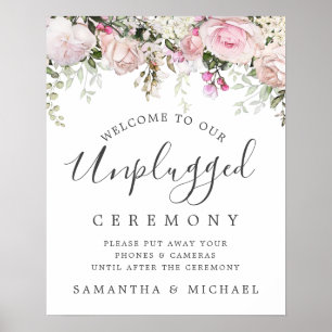 Poster Signe de cérémonie Mariage rose rustique