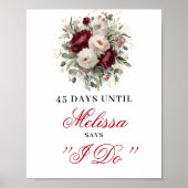 Poster Signe de compte à rebours de mariage opulent blush (Devant)