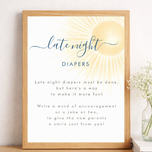 Poster Signe de couche de nuit pour bébé Sunshine Sun Bab