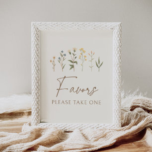 Poster SIGNE DE FAÇON DE Baby shower Fleur sauvage vintag