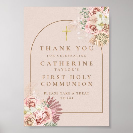 Poster Signe de faveur de première communion avec de l'he (Devant)