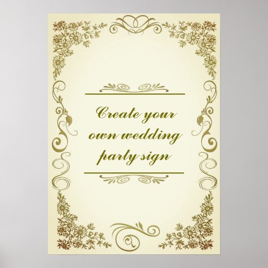 Poster Signe de fête décorative de mariage à la frontière (Devant)