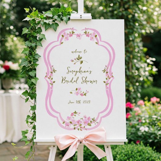 Poster SIGNE DE Fête des mariées Florale Peinte rose blan