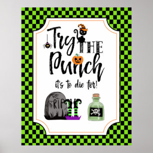 Poster signe de fête d'halloween essayez le signe de barr