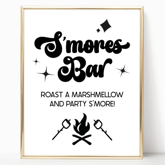 Poster Signe de fête du S'Mores Bar Marshmallow