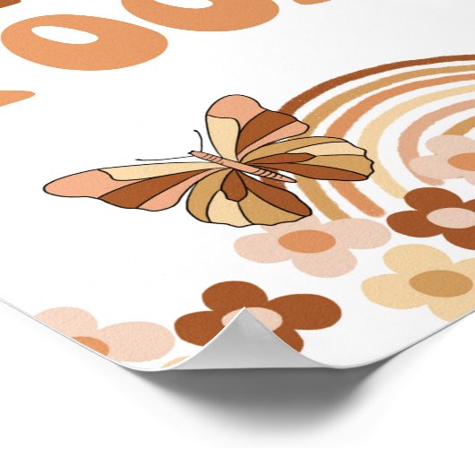 Poster Signe de fête rétro hippie Groovy Far Out Nourritu (Coin)