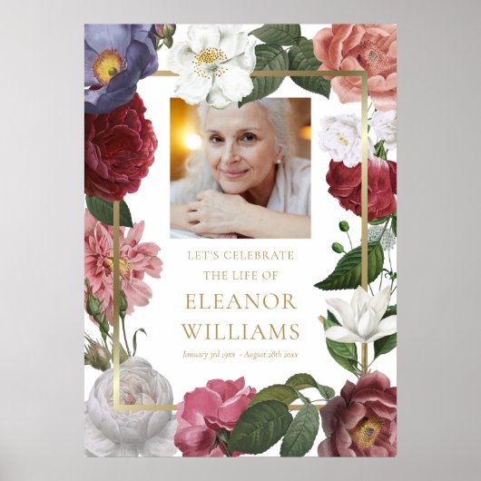 Poster Signe de funérailles de célébration de vie photo f (Devant)