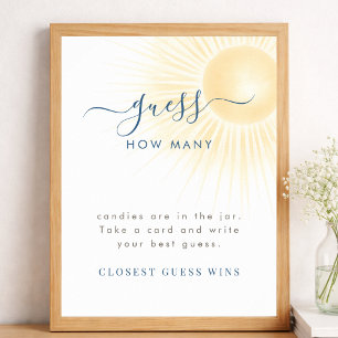 Poster Signe de jeu de devinette de Baby Shower Yellow Su