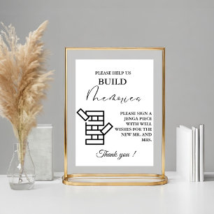 Poster Signe de jeu minimaliste moderne Mariage Jenga Gam