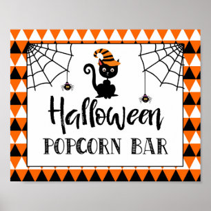 Poster signe de la barre de pop-corn de la fête d'hallowe