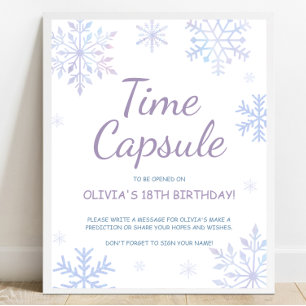 Poster Signe de la capsule d'heure d'anniversaire d'hiver