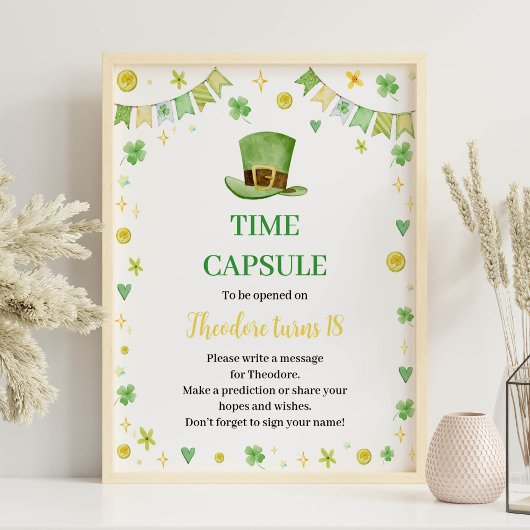 Poster Signe de la capsule horaire de Saint Patrick Lucky