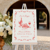 Poster Signe de la répétition de vin de pizza dessinée