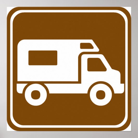 POSTER SIGNE DE LA ROUTE DU CAMPING RV (Devant)