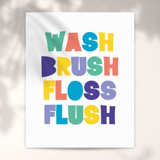 POSTER SIGNE DE LA SALLE DE BAIN LAVE BRUSH FLOSS