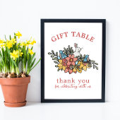 Poster Signe de la table-cadeau Baby shower de printemps 