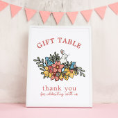 Poster Signe de la table-cadeau Baby shower de printemps 